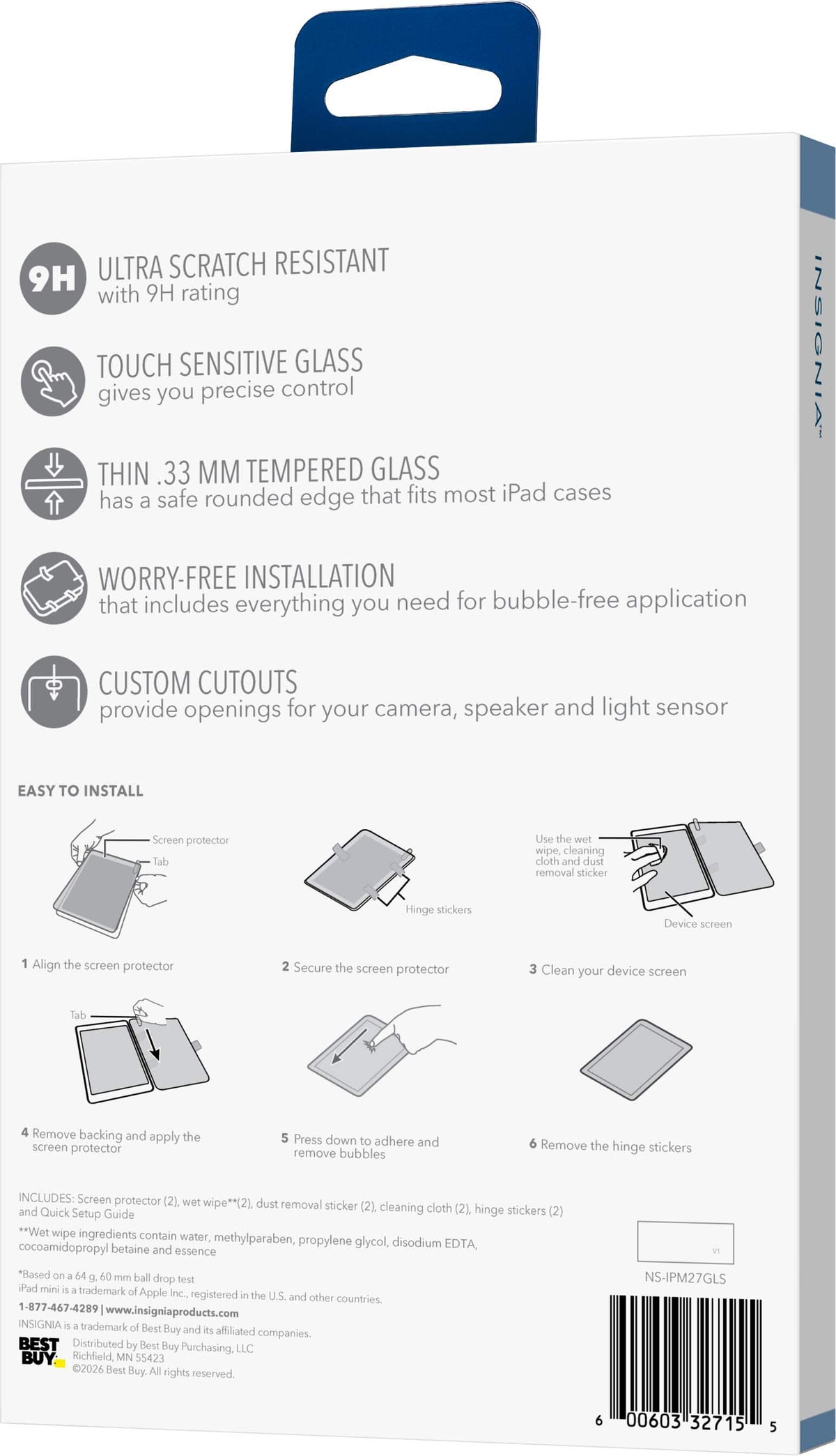 Insignia™ - Glass Screen Protector for Apple iPad mini and iPad mini (A17 Pro) (2-pack) - Clear