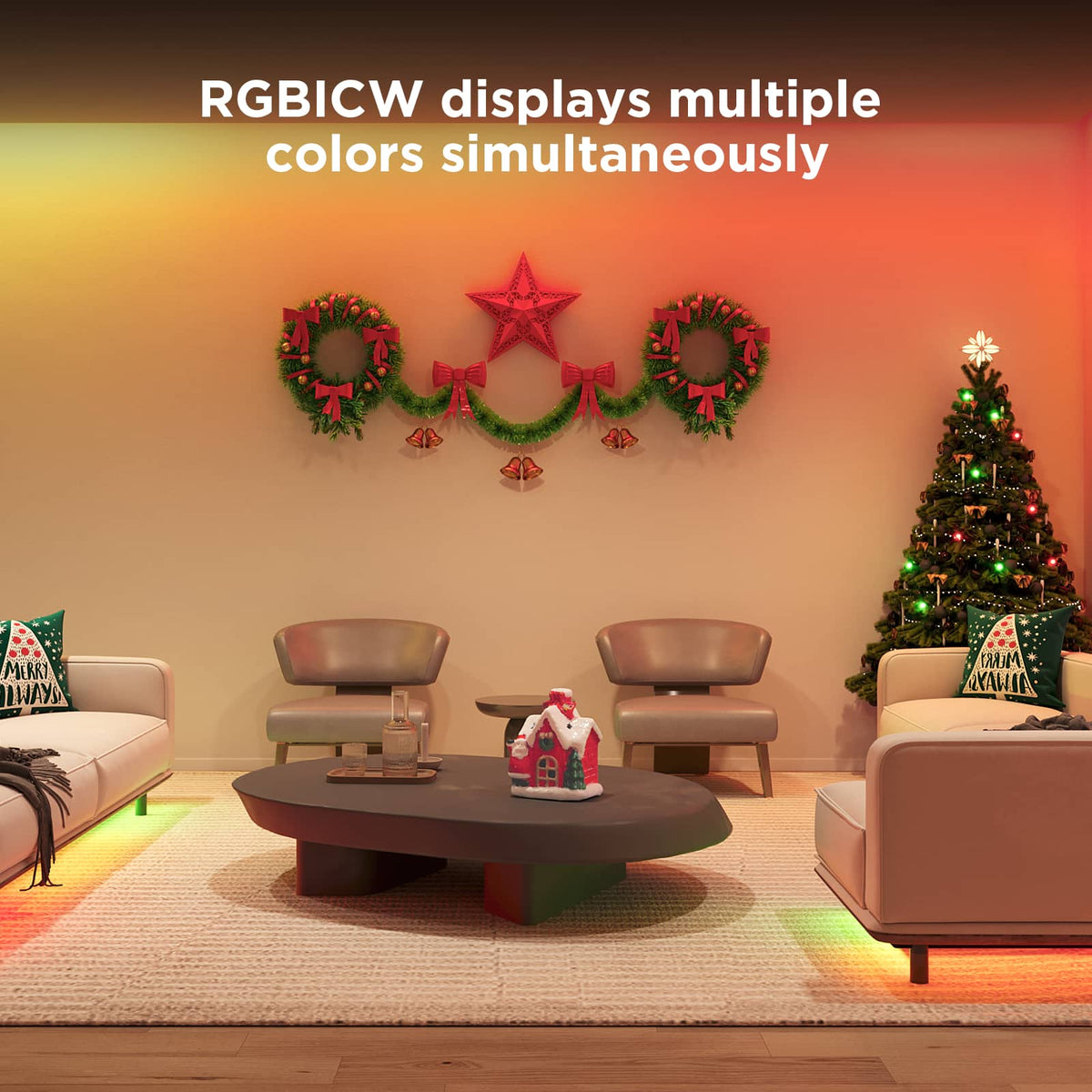 Govee - 49.2ft Wi-Fi RGBICW LED Strip Light - Multi