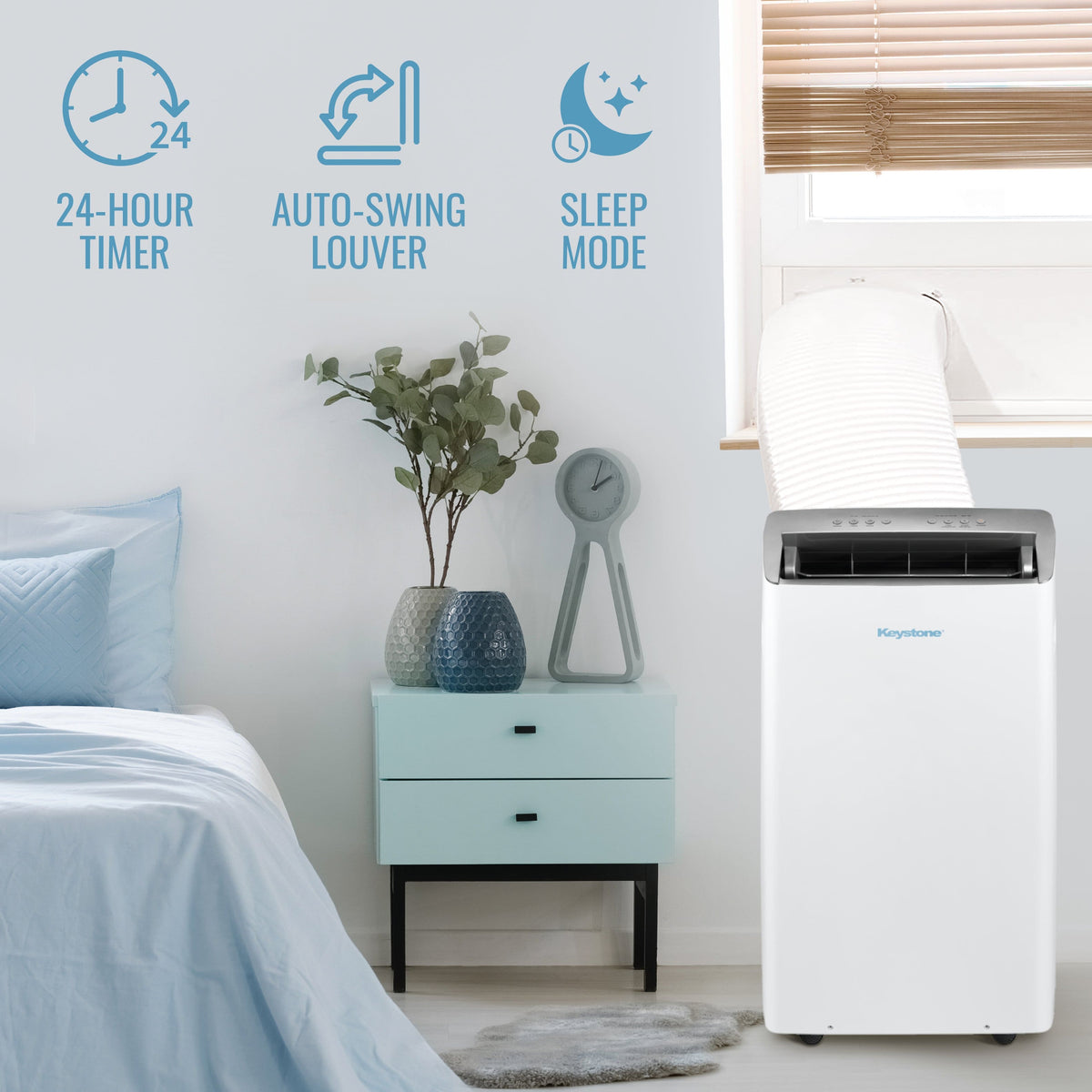 Keystone - 14,000 BTU ASHRAE/12,000 BTU DOE Portable Inverter Air Conditioner with Remote Control - White
