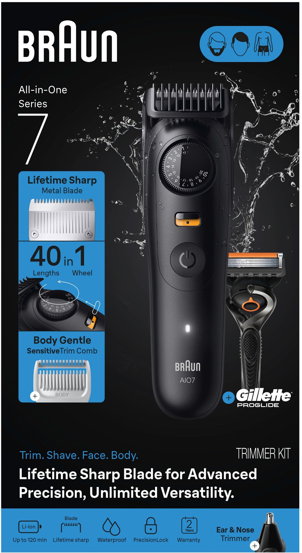 Braun - Series 7 All-in-one 7530 Electric Shaver Trimmer - Matte Black