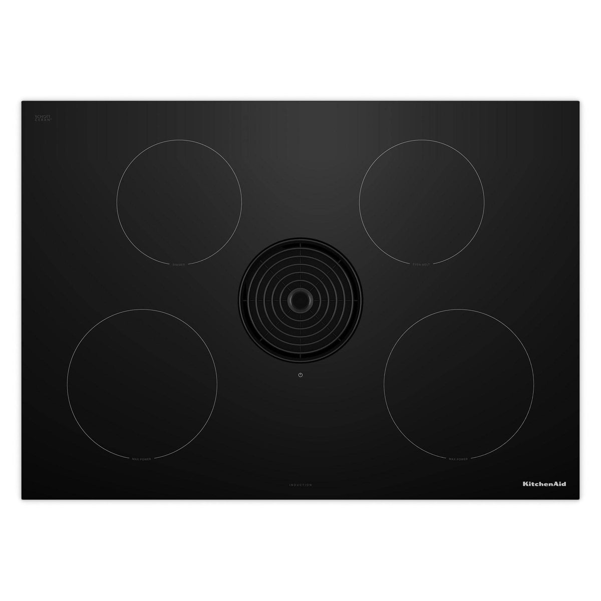 KitchenAid - 30 in. Wide 4 element Built-In Downdraft Electric Induction Cooktop with Quiet Ventilation - Black