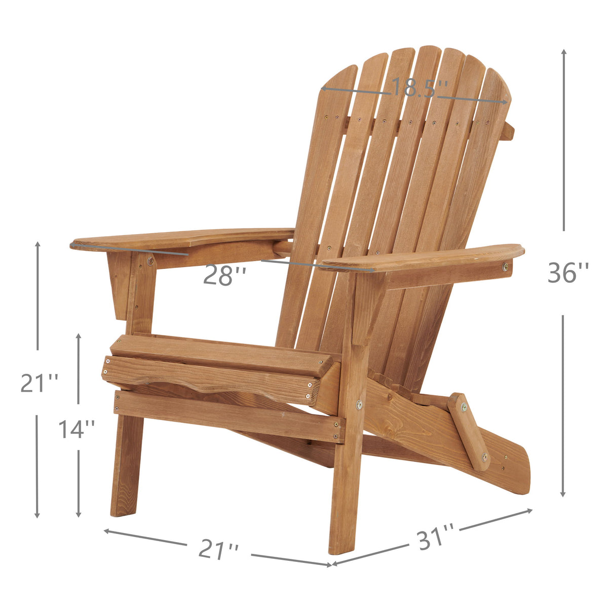 Sillón de jardín Adirondack plegable de gran tamaño, Silla de patio para jardín