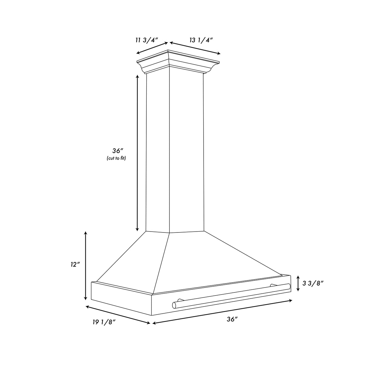 ZLINE - 36 inches - Convertible & Externally Vented - Wall Range Hood - Black Stainless Steel