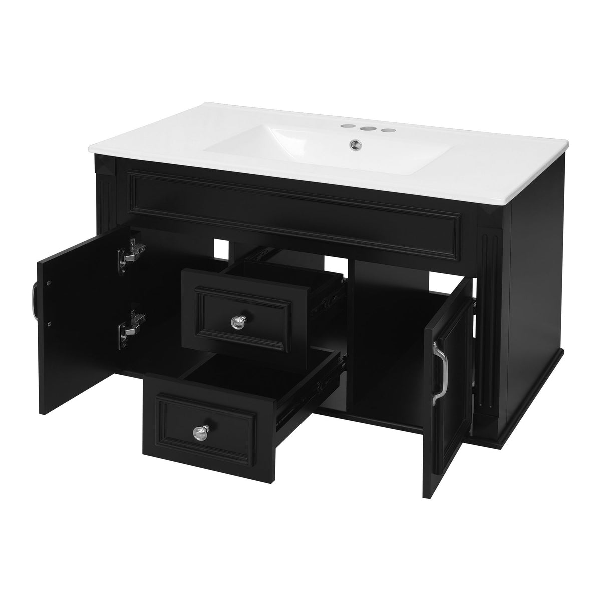 Gabinete de baño de estilo francés sencillo montado en la pared con lavabo