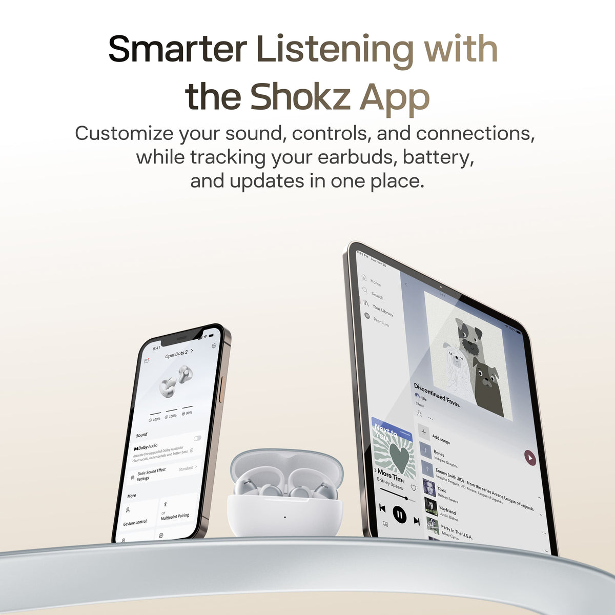 Shokz - OpenDots 2 Open-Ear Clip-On True Wireless Bluetooth Earbuds - Gray