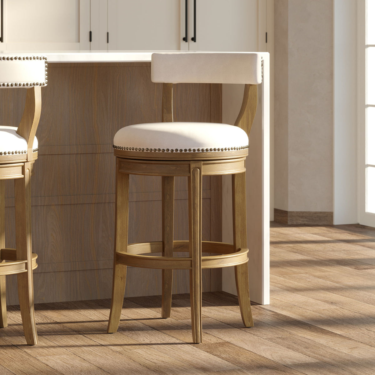 Taburete y asiento y respaldo tapizados