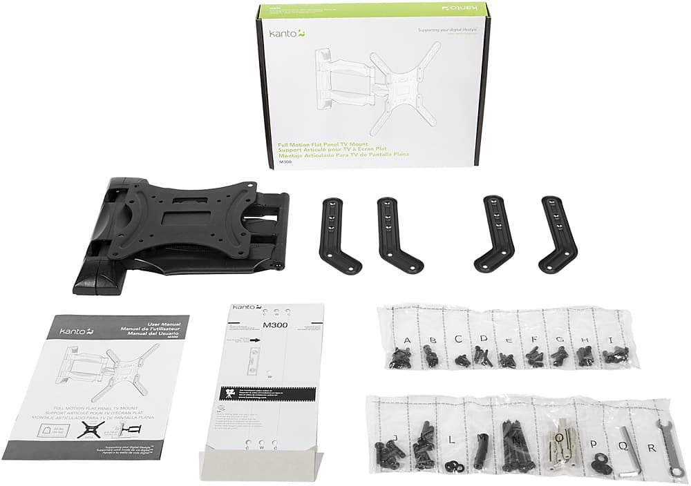 Kanto - Full-Motion Wall Mount for Most 26" - 55" Flat-Panel TVs - Black
