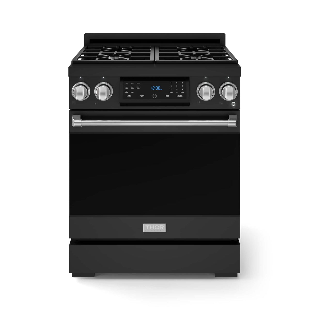 30 in. Wide 4 burner Gordon Ramsay Series by Thor Kitchen 4.55 Cu. Ft Freestanding LP Gas Range w/ Stainless Hardware - Black