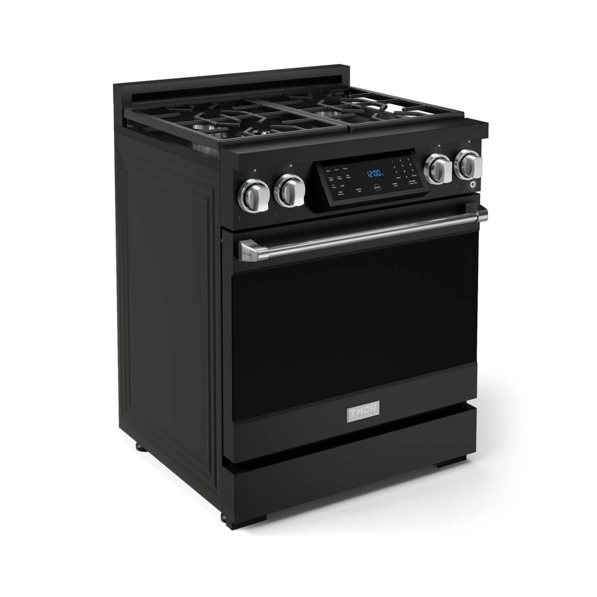 30 in. Wide 4 burner Gordon Ramsay Series by Thor Kitchen 4.55 Cu. Ft Freestanding LP Gas Range w/ Stainless Hardware - Black