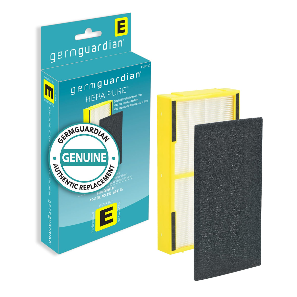 Genuine HEPA Pure Replacement Filter E for GermGuardian Air Purifier Model AC4100 - Black/White