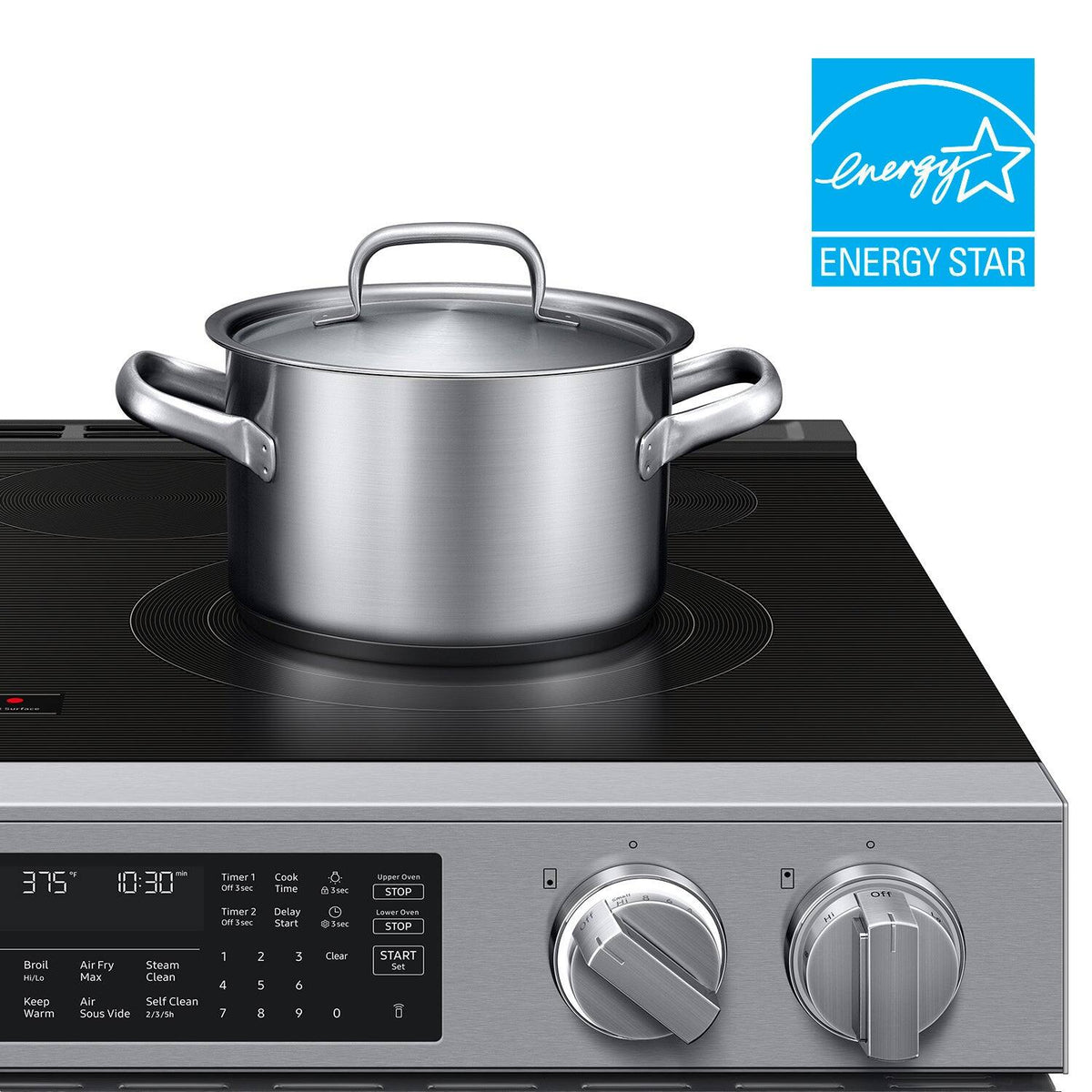 Samsung - Bespoke Smart Slide-In Electric Range with Flex Duo Oven and Dual True Convection - Stainless Steel