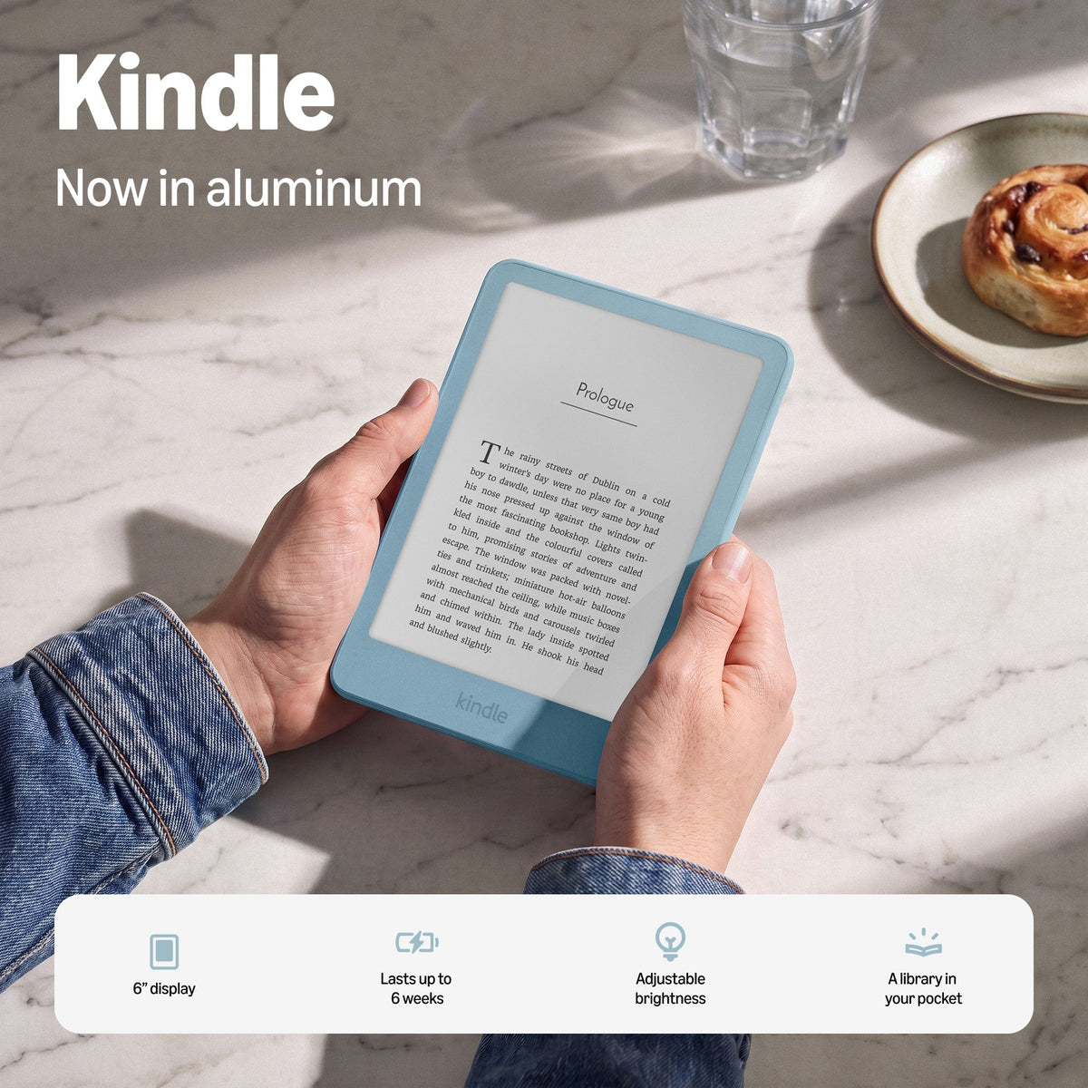 Amazon - Kindle 32GB (newest model), Thinner, new aluminum design, 6" display, No ads - 2026 - Alpine Sky