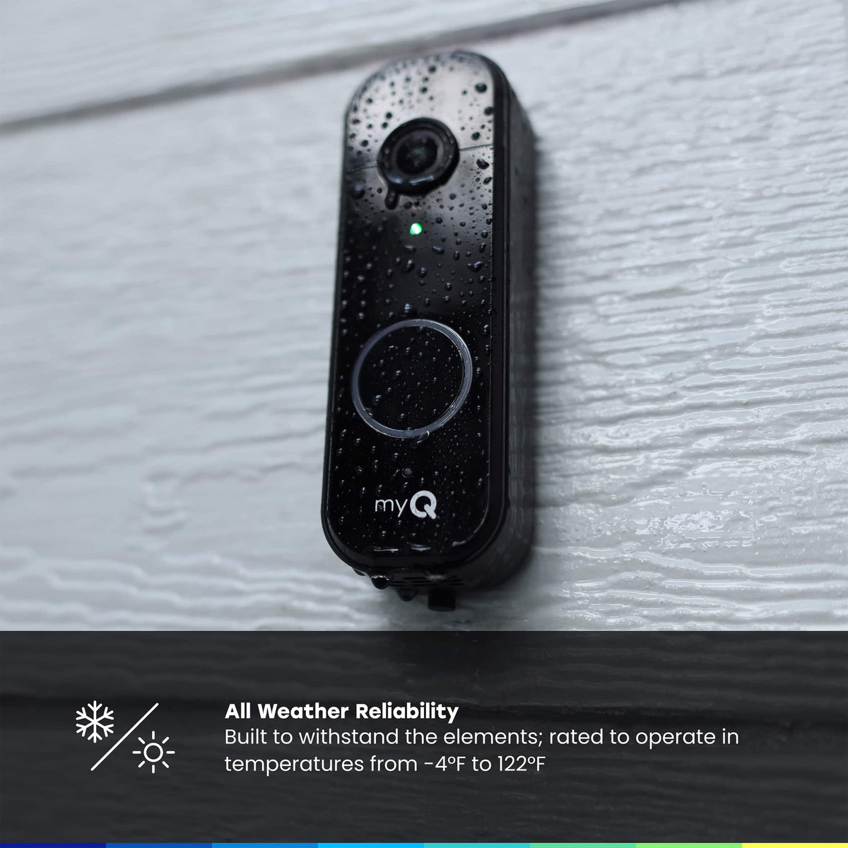 Chamberlain - myQ Video Doorbell | 2K Camera, Battery/Wired, Color Night Vision, Live View with 2-Way Talk, Motion Detection & Alerts - Black