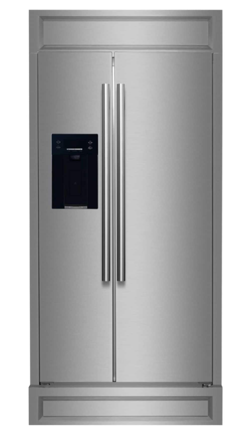 Forno Appliances - 35 in. Wide Salerno 20 Cu. Ft. Built-In Side-by-Side Refrigerator with Modern Decorative Grill - Stainless Steel VCM