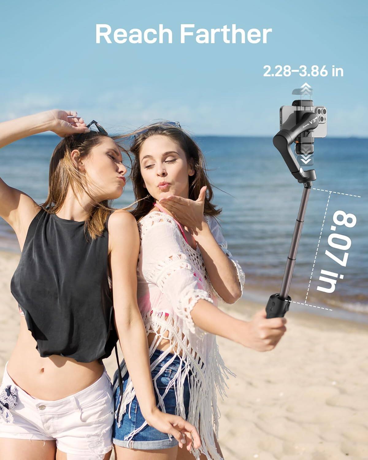 Hohem - iSteady V3 Ultra 3-Axis Gimbal Stabilizer for Smartphone w/ AI Tracking, Detachable Touch Remote, Tripod, & Light - Black