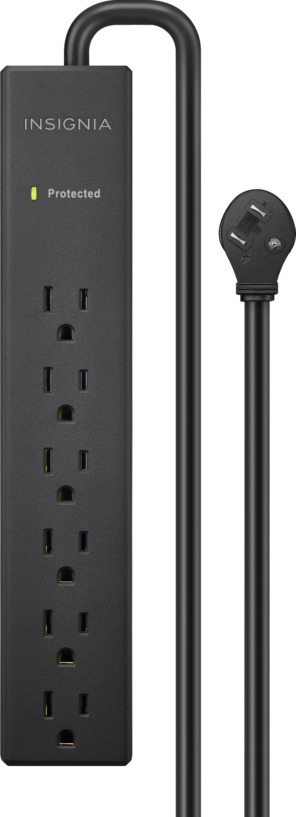 Insignia™ - Surge Protector for Home/Office with 6 AC Outlets, 6-foot cord, and 1080 joules of surge protection - Black