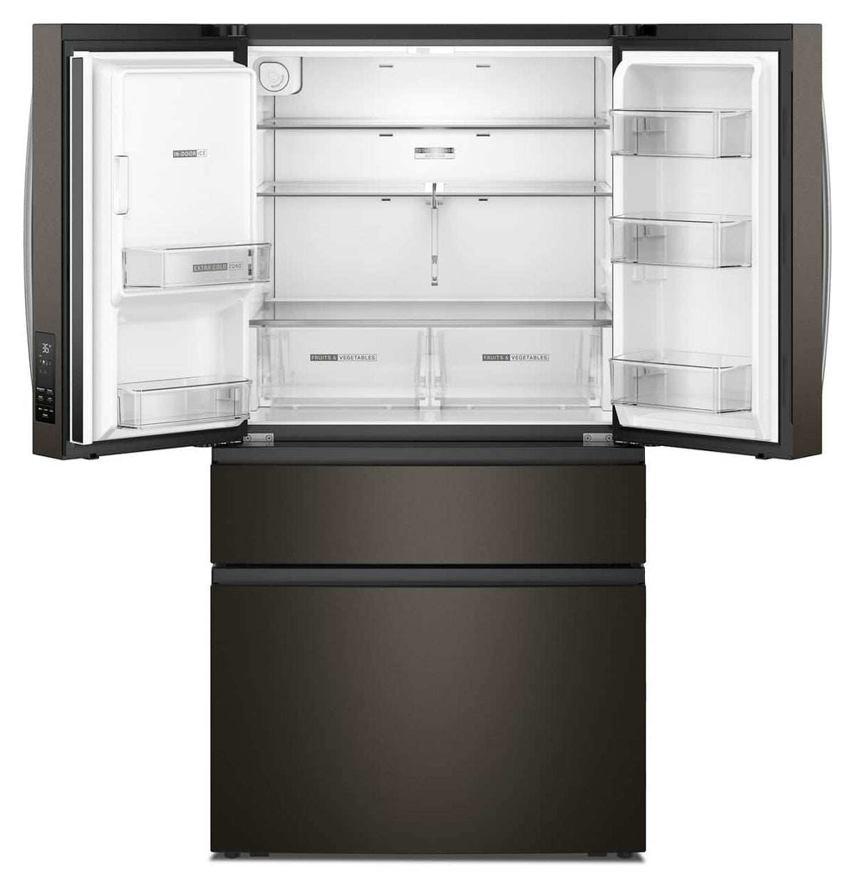 Whirlpool - 36 in. Wide 29 cu. ft. Family-Sized Capacity French Door Refrigerator with Flexible Temperature Drawer - Print Resist Blk Stnlss