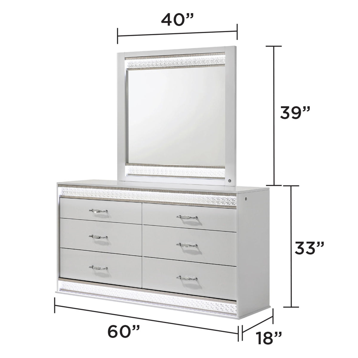 Glam - Juego de dormitorio con cabecera LED