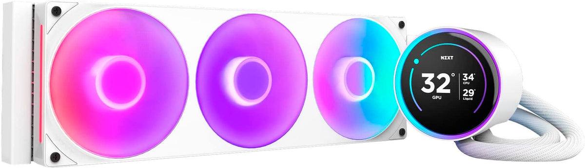 NZXT - Kraken Elite RGB 360mm 2024 Radiator (1x Single-Frame RGB Core Fan) Liquid Cooler with 2.72" 60FPS Display - White