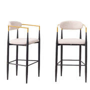 Upholstered Bar Stool With Ergonomic Design (Set of 2)