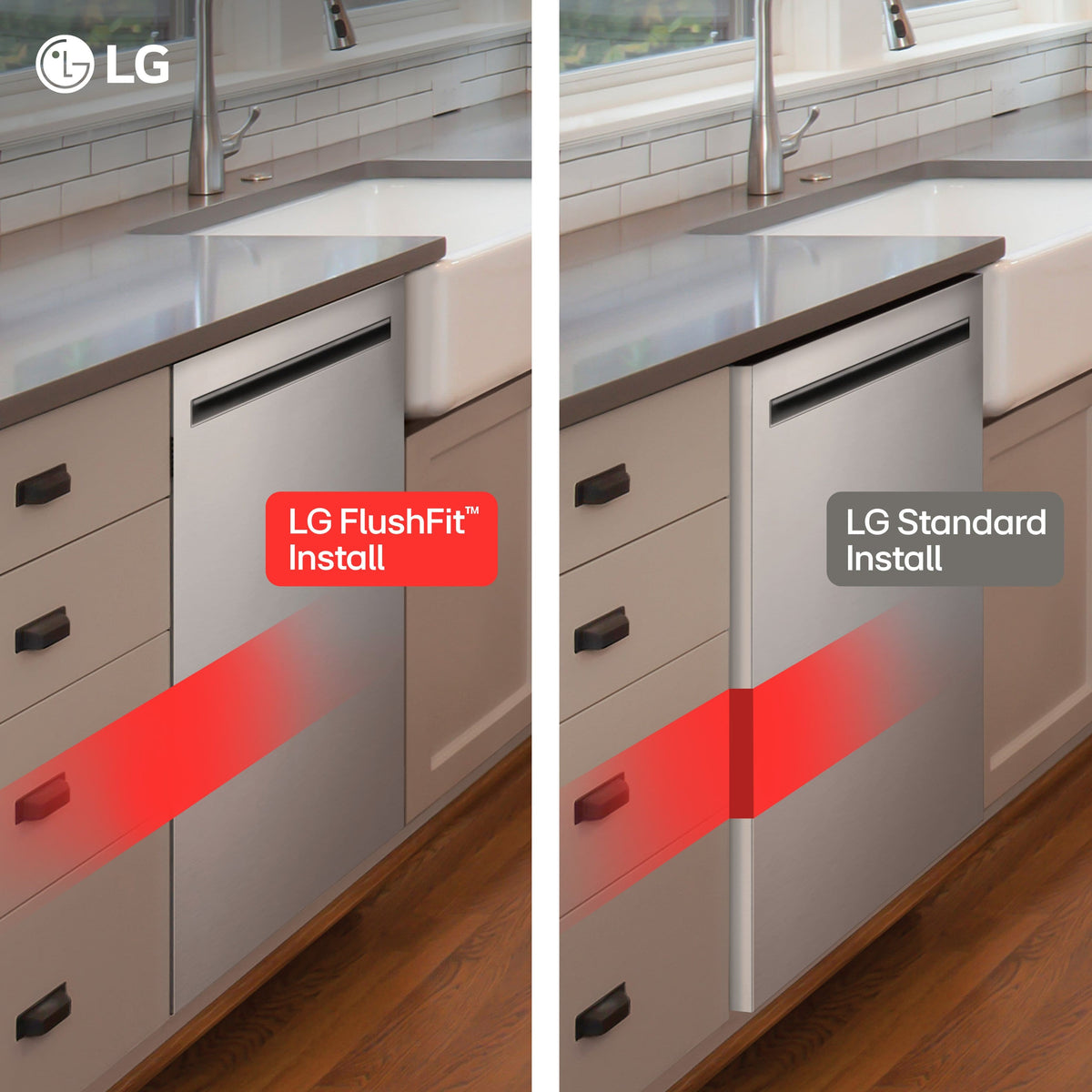 LG - FlushFit 24-in Top Control Smart Built-In Stainless Steel Tub Dishwasher with 3rd Rack, 1-Hour Wash and Dry, 46dBA - Stainless Steel