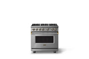 Viking - 36"W. 5.1 Cu. Ft. Freestanding Manual Clean Sealed 6 Burner LP Gas Convection Range-Stainless Steel/Brushed Brass - Stainless Steel