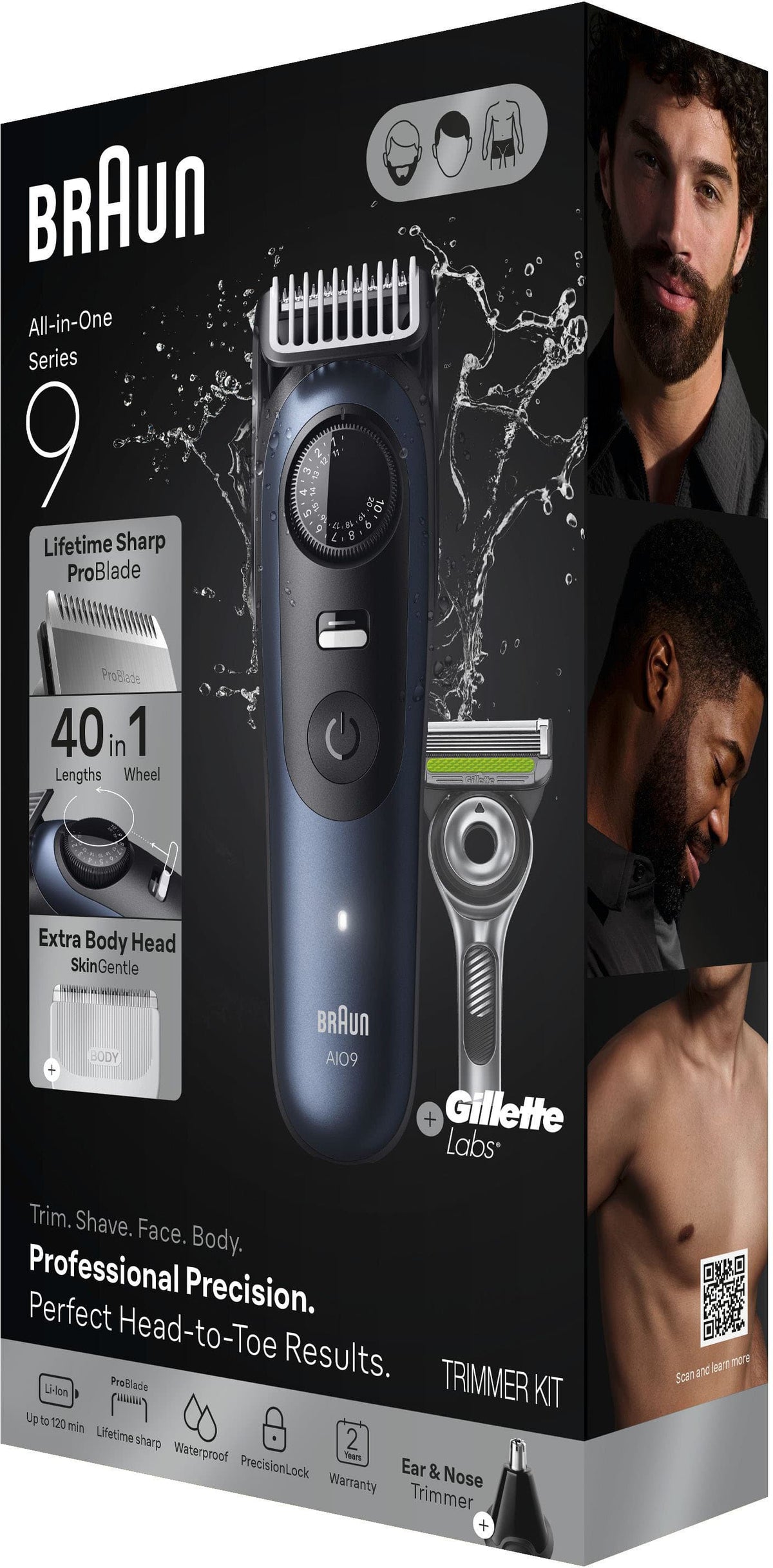 Braun - Series 9 All-in-one 9530 Electric Shaver Trimmer Kit - Deep Blue Metallic