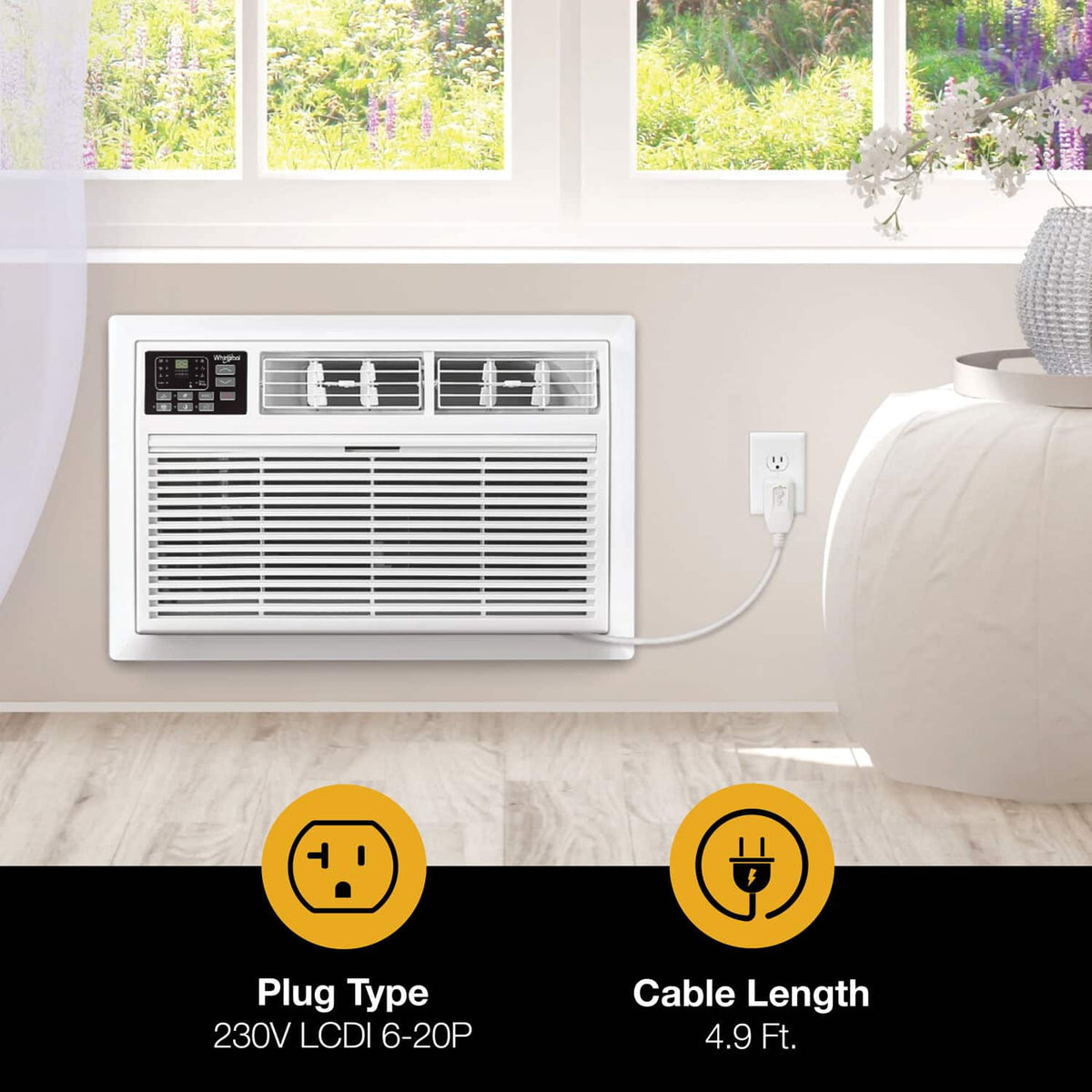 Whirlpool - 550 sq ft 12,000 BTU 230V Through the Wall Air Conditioner with Supplemental Heat - White