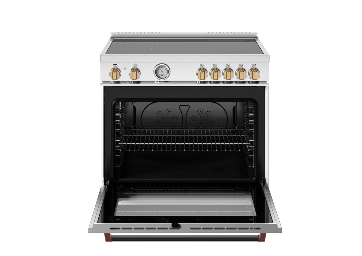 Bertazzoni - 36" Master Series Induction Range - Bianco Matt/Gold - White