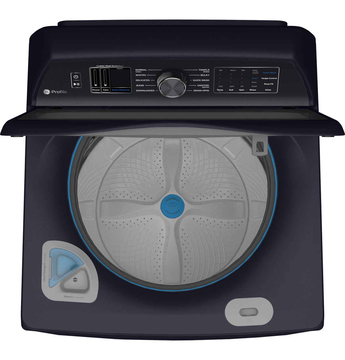 GE Profile - 5.4 Cu. Ft. High-Efficiency Smart Top Load Washer with Adaptive SmartDispense - Sapphire Blue