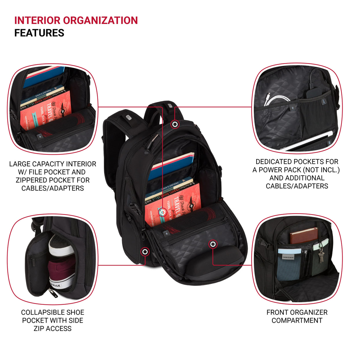SwissGear - Commander USB ScanSmart Laptop Backpack - Black