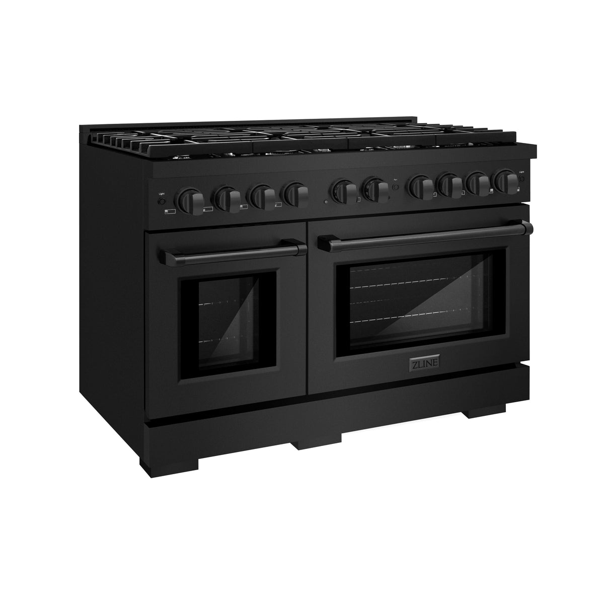 48 in. Wide 8 Burner ZLINE Paramount Double Oven Dual Fuel Range (SDRB-48) - Black Stainless Steel