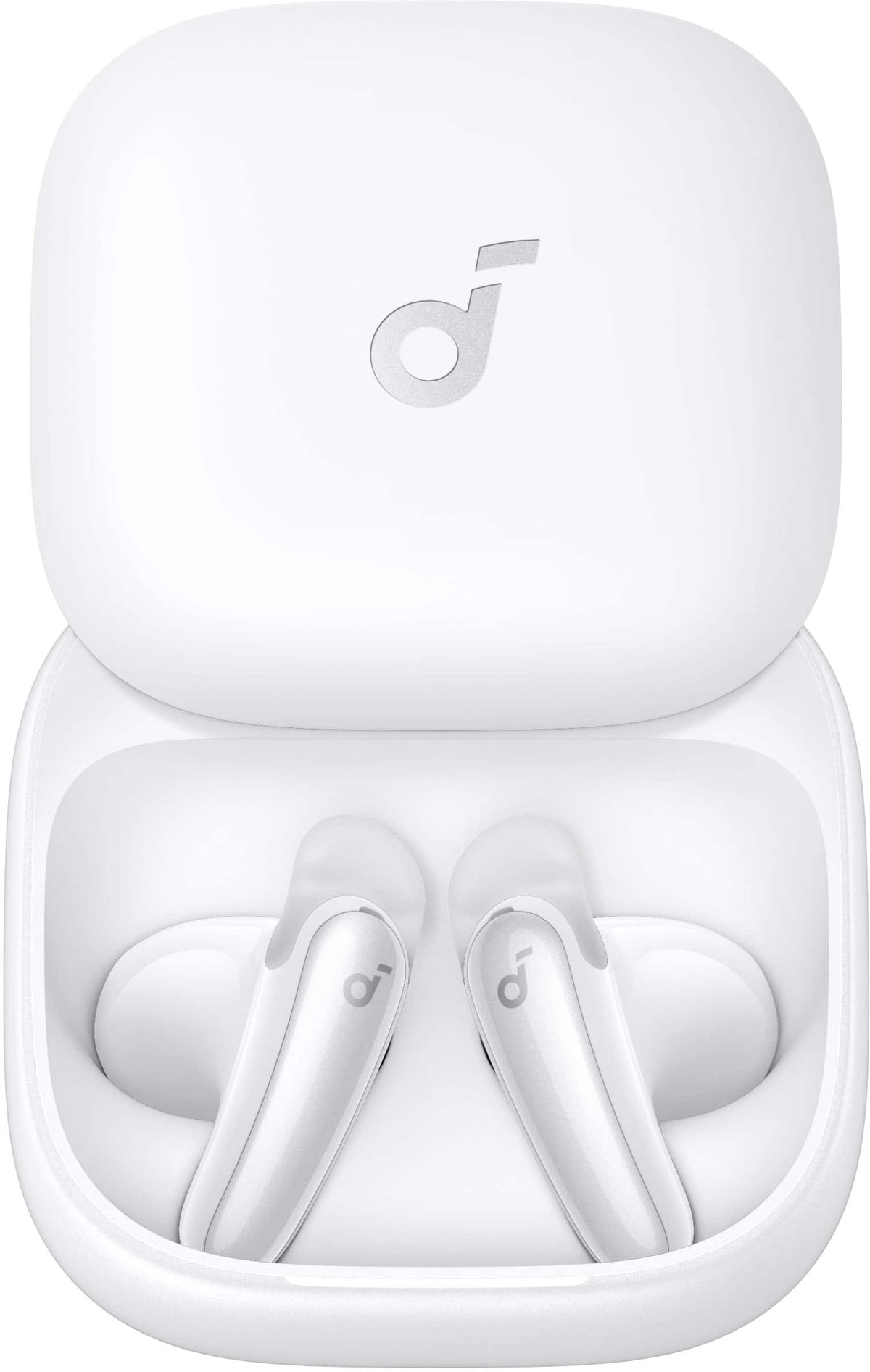 Soundcore - by Anker Liberty Buds Semi-In-Ear Adaptive Noise Cancelling Bluetooth Wireless Earbuds - White