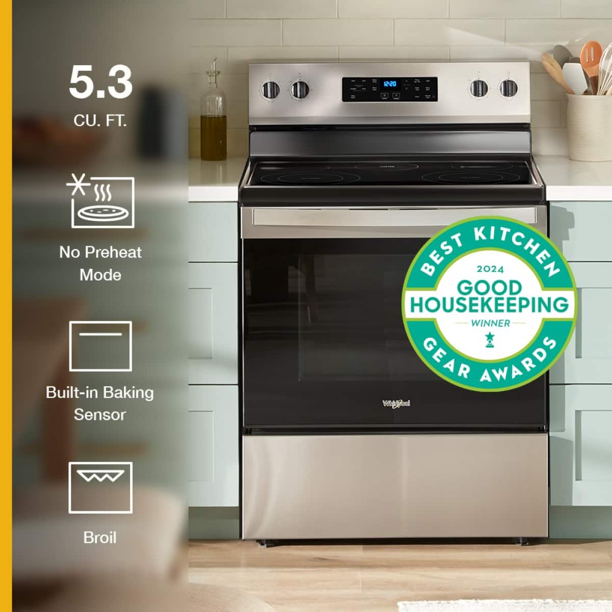 Whirlpool - 30 in. Wide 5 elements 5.3 cu. ft. Freestanding Electric Range with Cooktop Flexibility - Stainless Steel