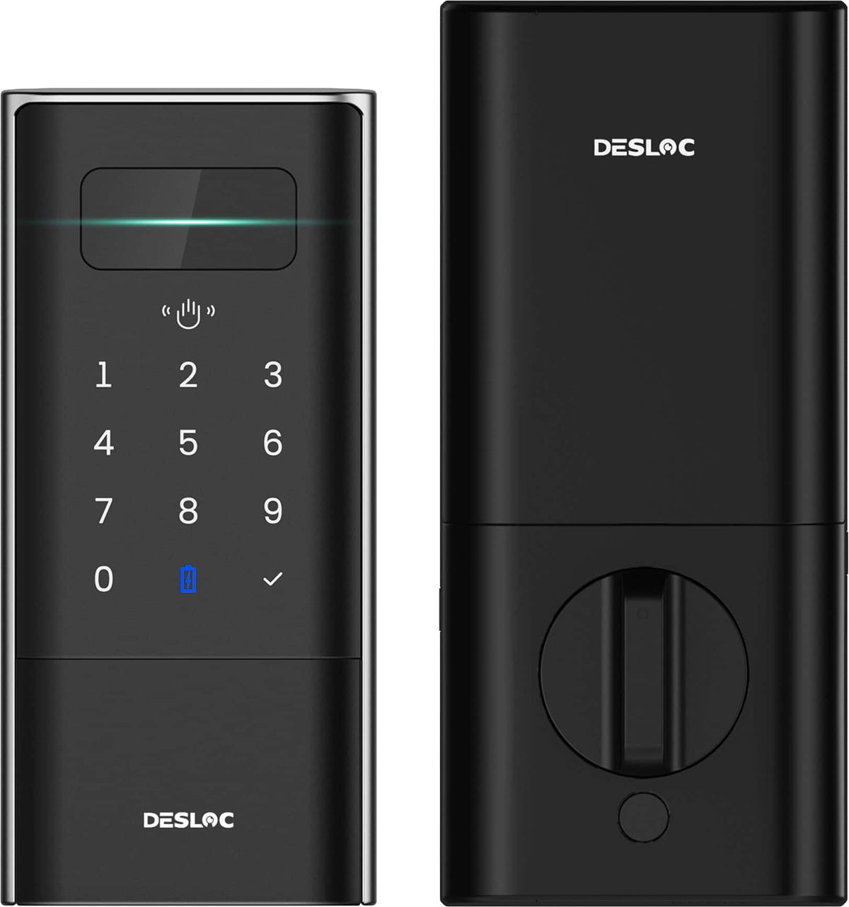 DESLOC - K140 Plus Smart Lock with 10,000mAh Battery Wi-Fi Replacement Deadbolt with Palm Vein Recognition and Auto Lock - Black