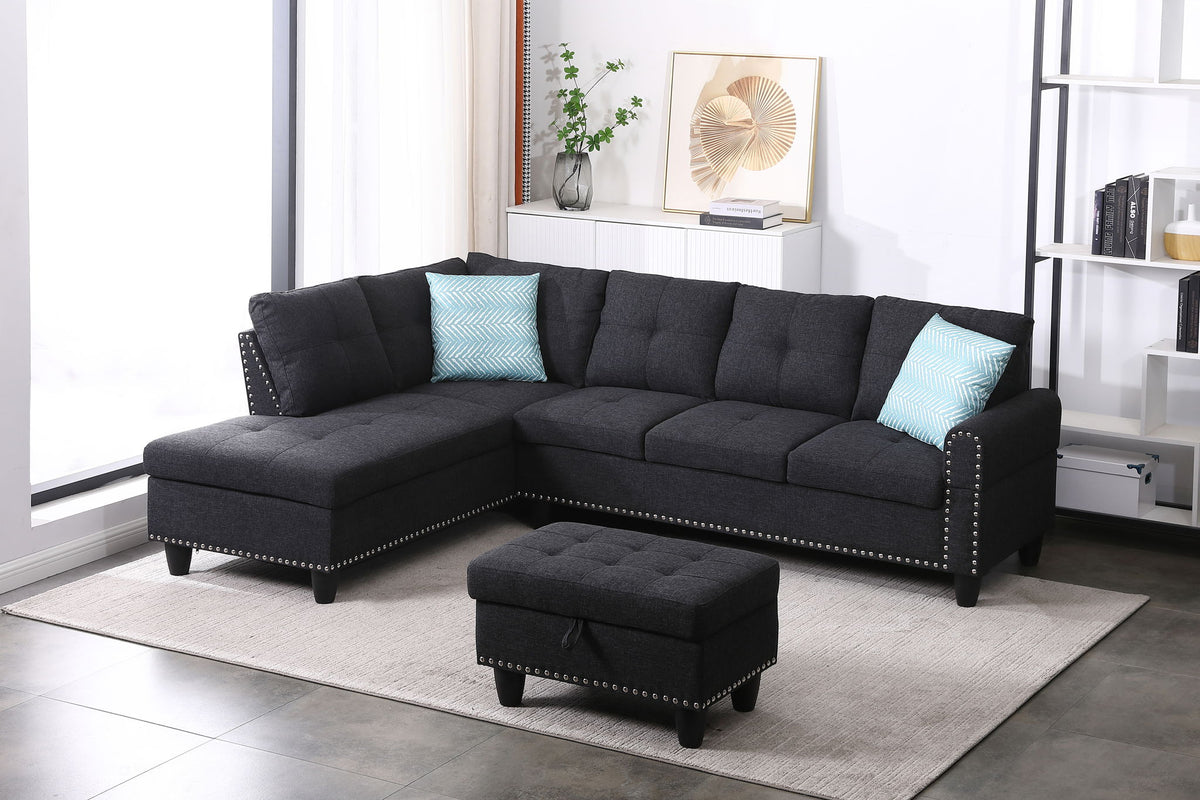 Sofá Alger con chaiselongue a la izquierda y otomana