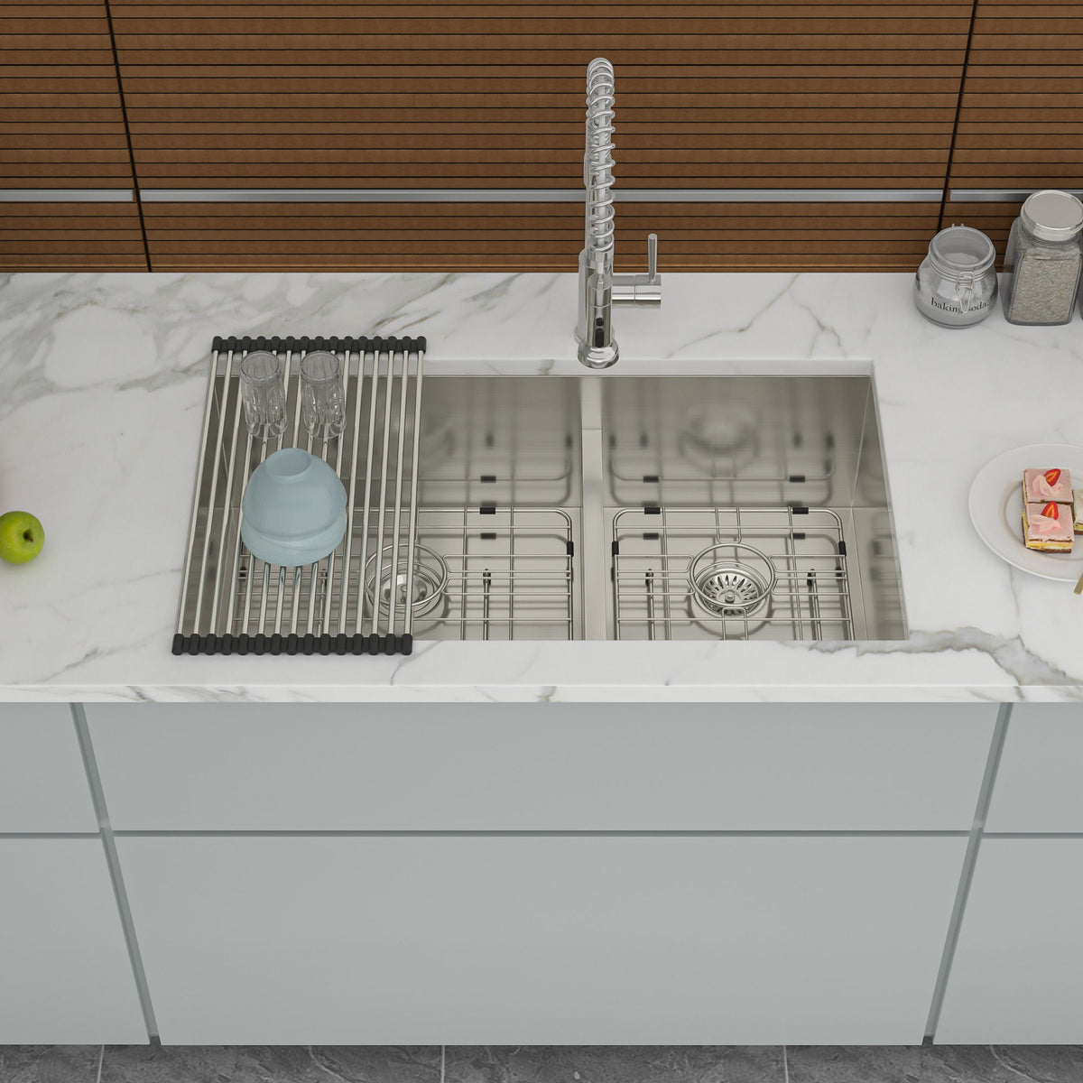 Modern Double Bowl Undermount Sink Design With 10" Deep Basins