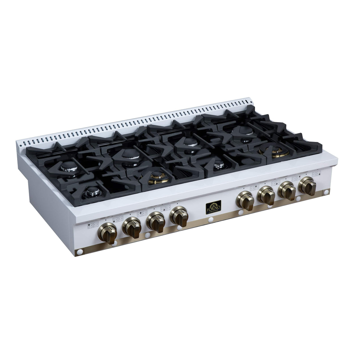 Forno Appliances - 48 in. Wide 8 Burner Valente Built-In Gas Cooktop - White - White