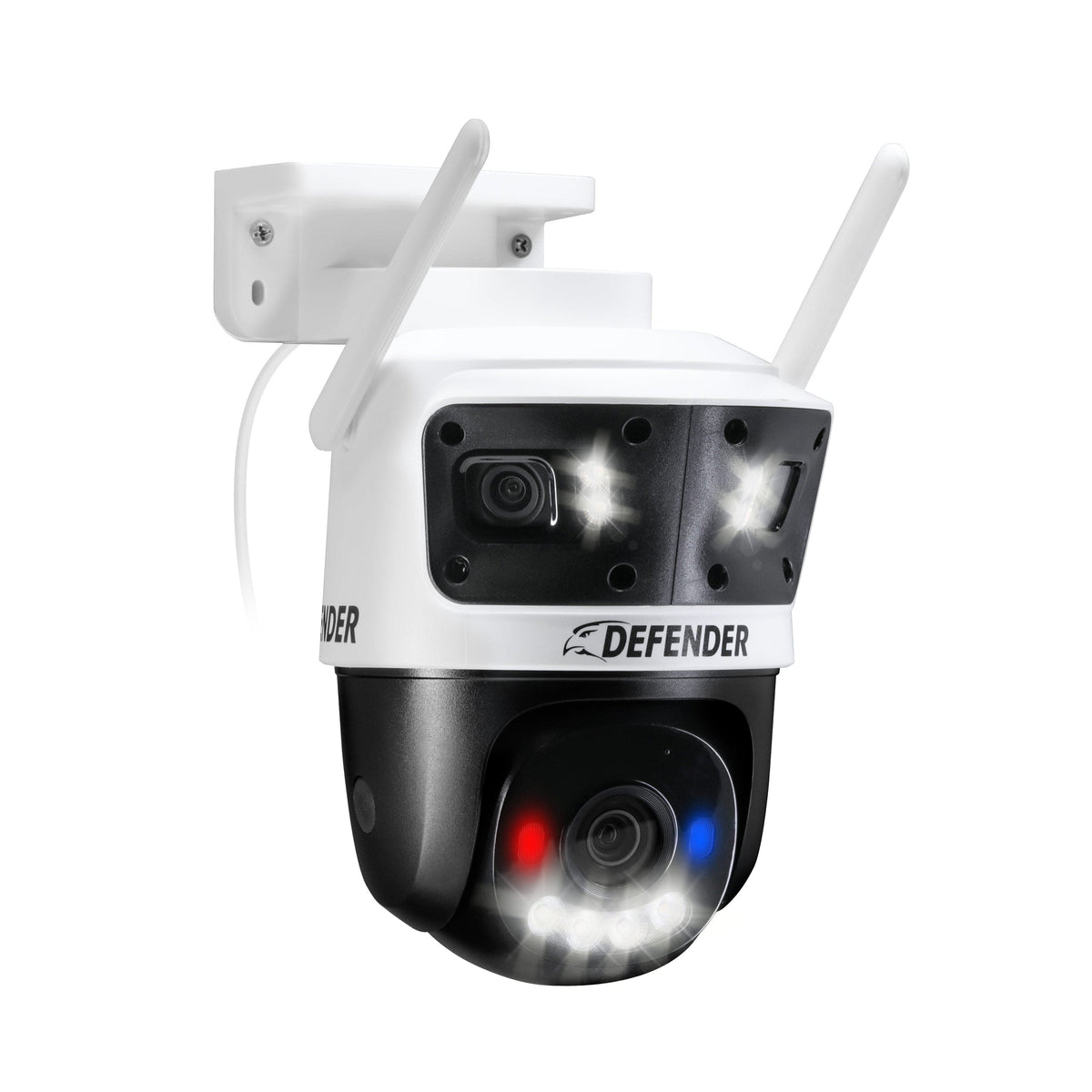 Defender - AI 3K+ Guard Tri-Lens PTZ WIFI Plug-in Security Camera, 360° Tracking, AI Detection, Works w/ Guard App - White