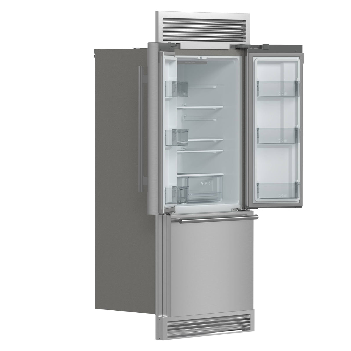 Forno Appliances - 30 in. Wide Gallipoli 17.5 Cu. Ft. Freestanding French Door Refrigerator with Decorative Trim Grill - Stainless Steel