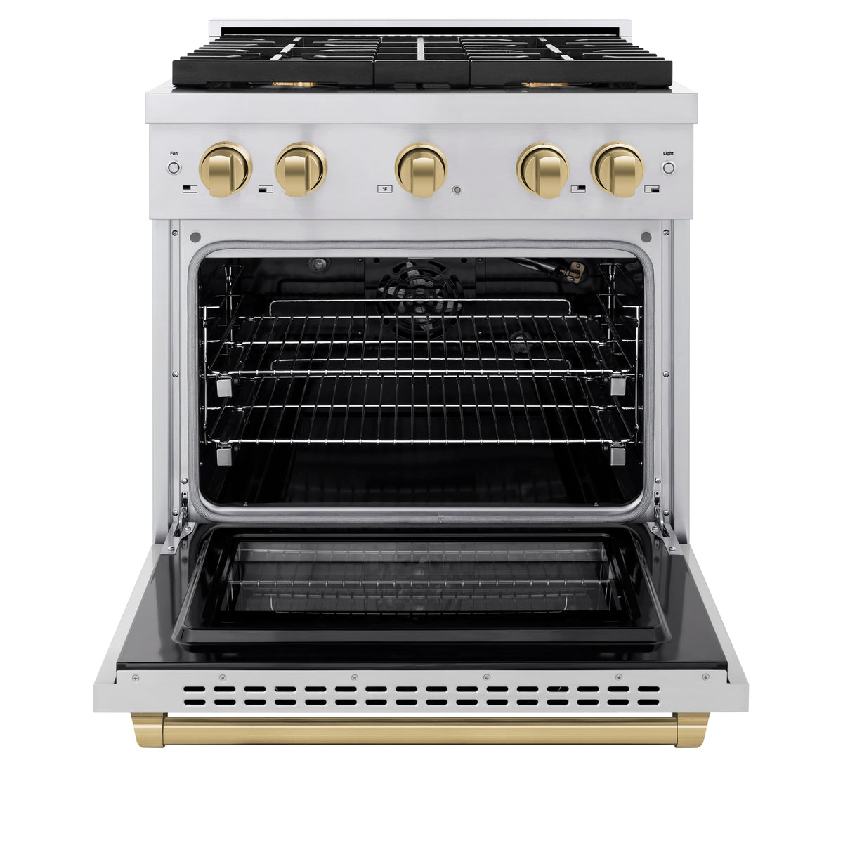 ZLINE - 30 in. Wide 4 Burner Autograph Edition Paramount Gas Range with Champagne Bronze Accents (SGRZ-30-CB) - Stainless Steel