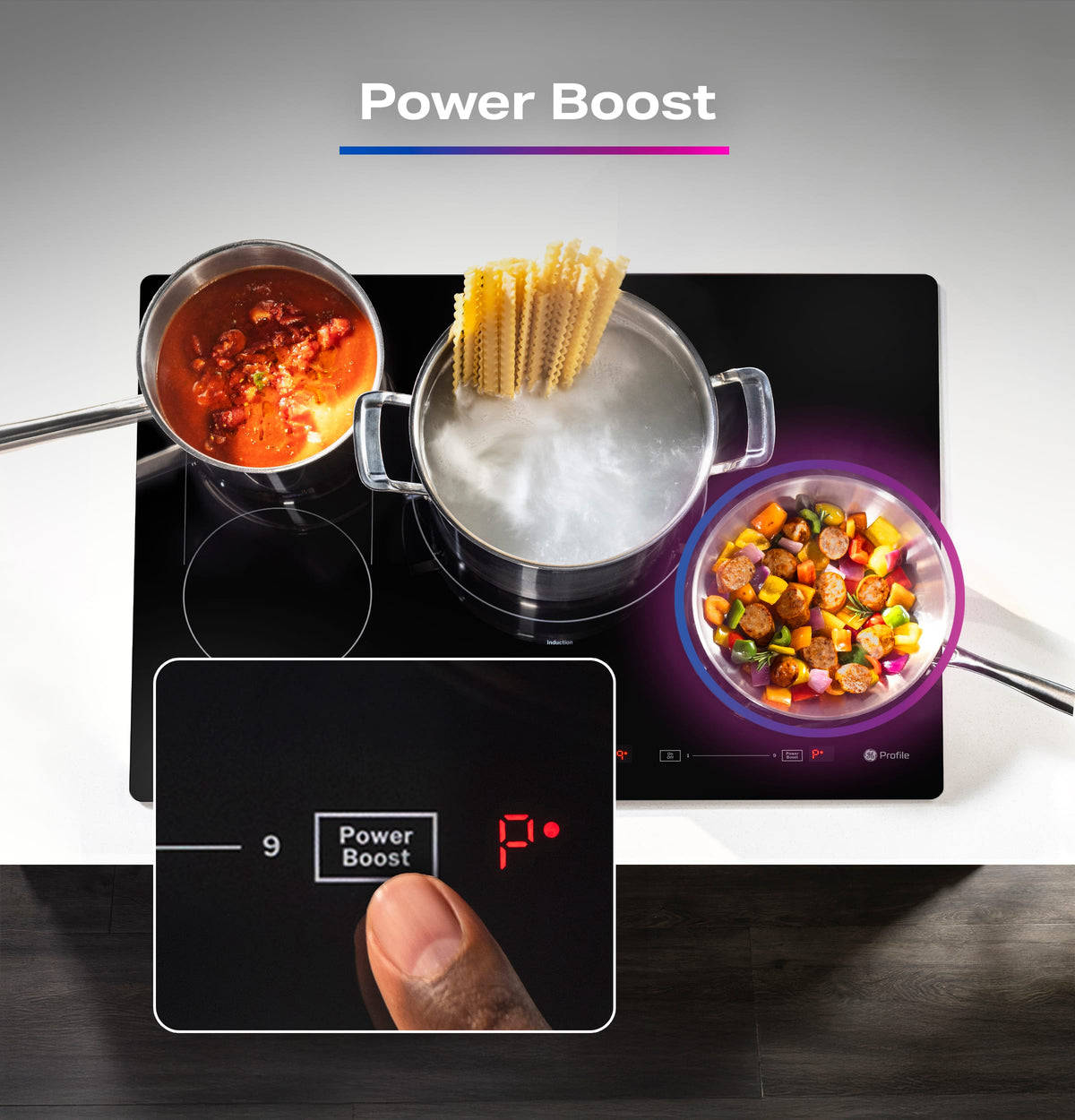 GE Profile - 30" Built-In Electric Induction Cooktop with 4 Elements, Slide Touch Controls, and Power Boost - Black