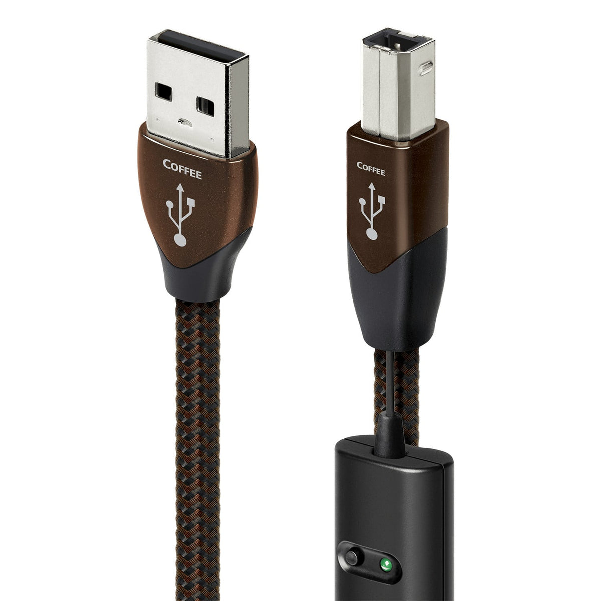 AudioQuest - Coffee USB-A > B 9.8' Digital High-Definition Audio Cable with USB-A to USB-B Connectors - Gray on Black