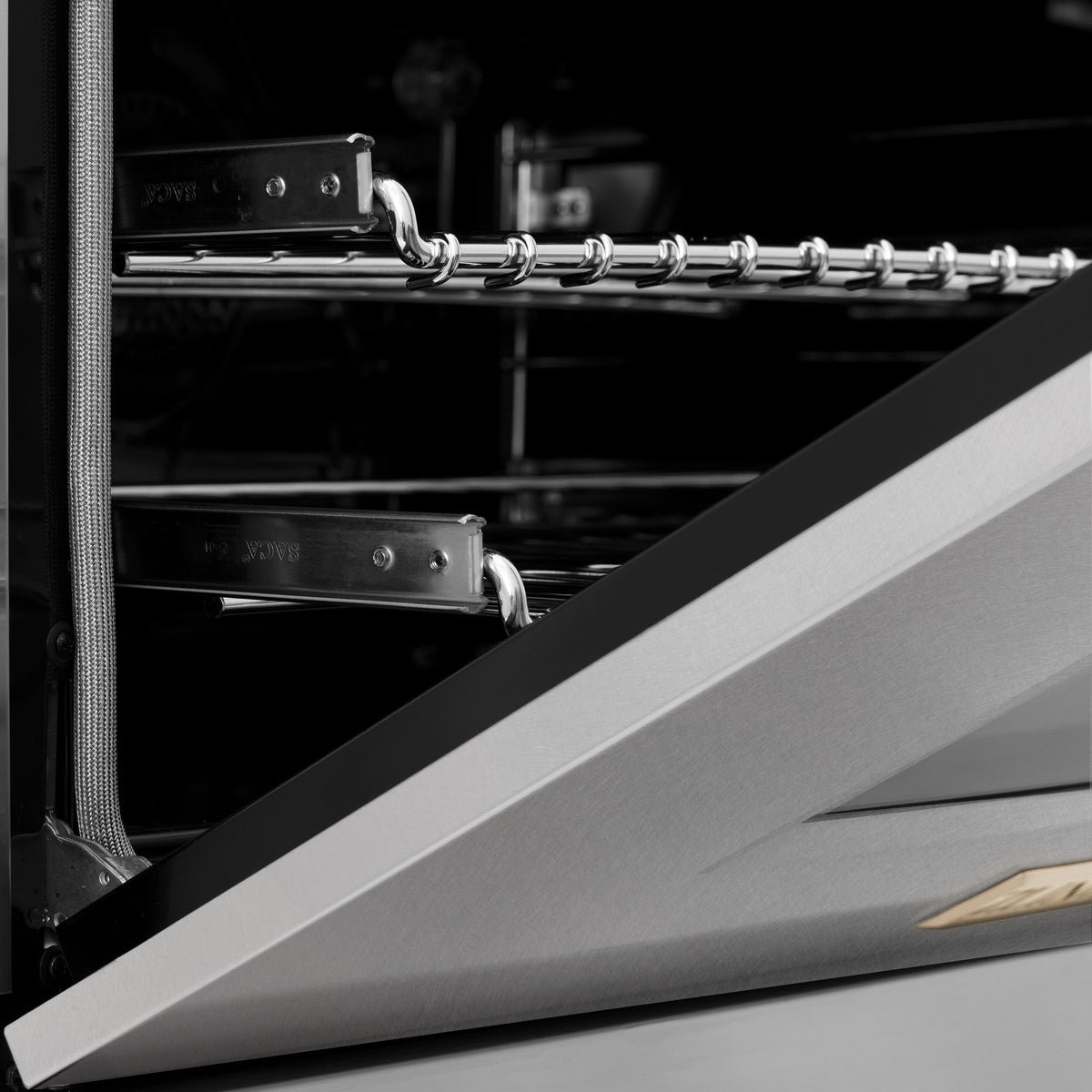 30 in. Wide 4 Burner ZLINE Autograph Legacy Dual Fuel Range in Satin Steel & Gold Accents (RASZ-SN-30-G) - Stainless Steel