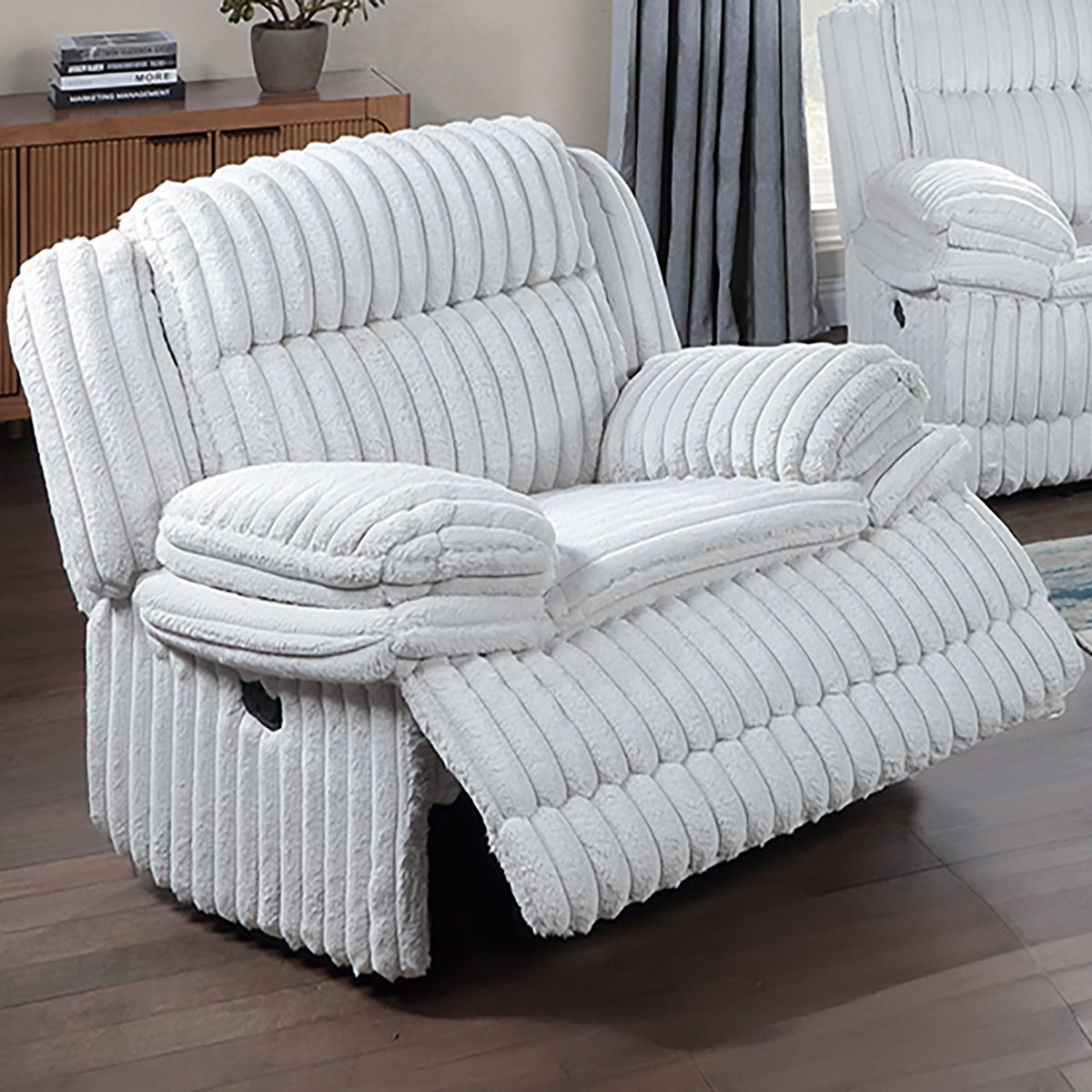 Sillón reclinable de movimiento manual contemporáneo con reposabrazos acolchados y función de balanceo suave