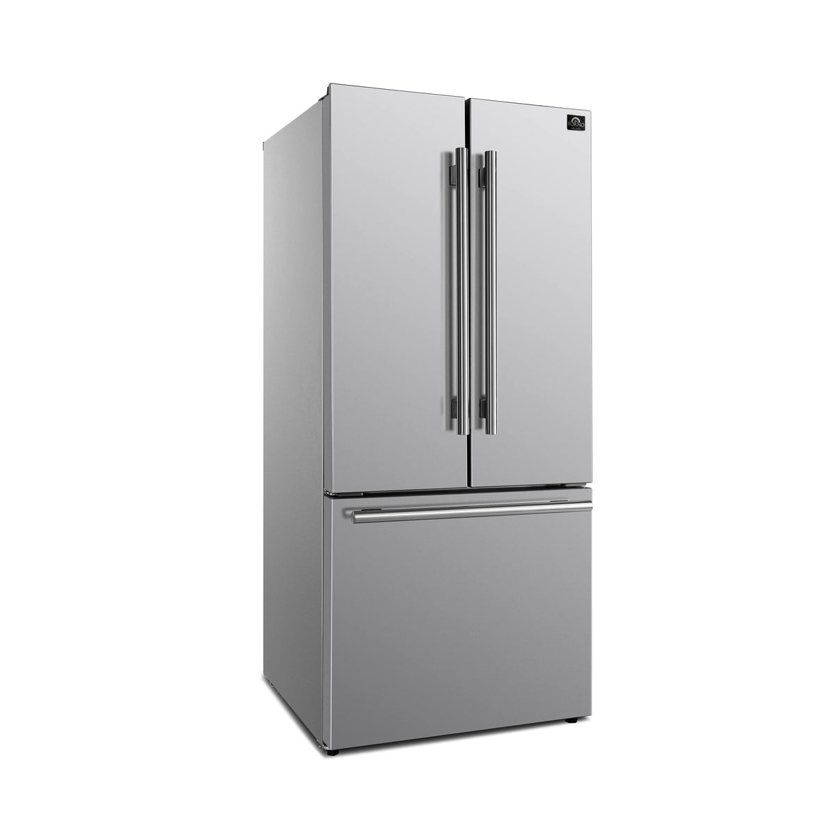 Forno Appliances - 34 in. Wide Gallipoli 17.5 Cu. Ft. Freestanding French Door Refrigerator with High-Efficiency LED lighting - Stainless Steel