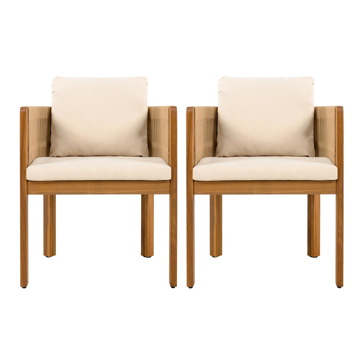 Outdoor Dining Chairs With Rope Handles (Set of 2)