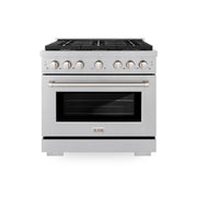 ZLINE - 36 in. Wide 6 Burner Paramount Gas Range and Convection Oven (SGRS-36) - Stainless Steel