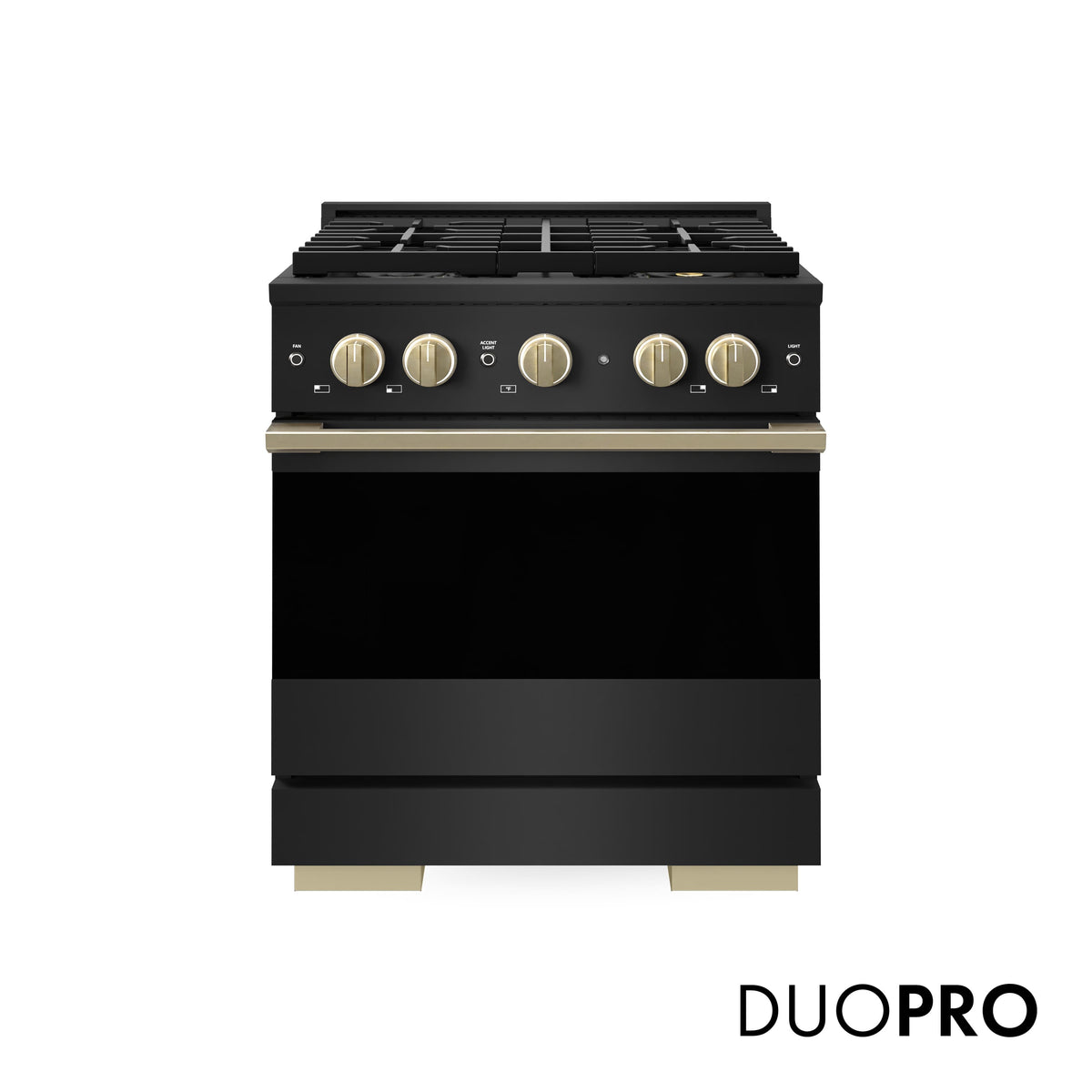 ZLINE - Autograph 30 in. 4.2 cu. ft. Marino Freestanding DuoPro Dual Fuel Range in Black Stainless Steel & Bronze Accents - Black Stainless Steel