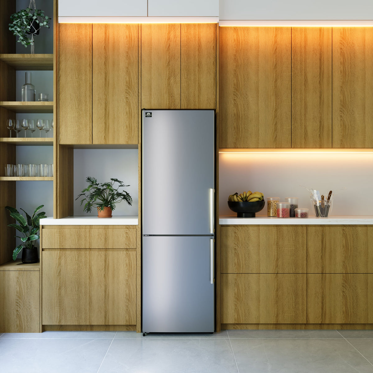 Forno Appliances - Guardia 10.8 Cu. Ft. Compact Fridge with Bottom Freezer - Stainless Steel